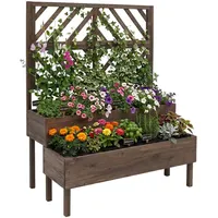 Relaxdays Blumenkasten mit Spalier 135 x 109 x 62 cm Braun