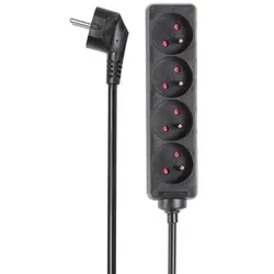 Perel Steckdosenleiste, 4 Steckdosen Typ E, Kabel 5 m, 3G1.5, Innenbereich, Schwarz
