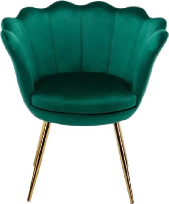 CHAIRUS Samt-Akzentstuhl, moderner Petal-Sessel mit goldenen Beinen, gepolsterter Loungesessel für Wohnzimmer/Schlafzimmer, Grün