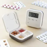 InnovaGoods - Elektronischer Pillendispenser, Intelligente Erinnerungsfunktion, Vibrationsalarm, Einfache Programmierung, ABS und Polypropylen, Weiß, 6,5 x 2 x 6,5 cm