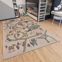 HANSE HOME Kinderteppich HANSE HOME "Adventures Animal Park", beige (creme,braun,grau), B:120cm H:8mm L:170cm, Polypropylen, Teppiche, Kinderteppich, Spielteppich, fest, Kinderzimmer, Kurzflor, Spielunterlage