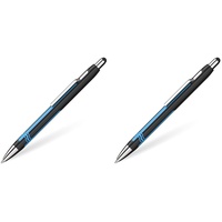 Schneider 138601 Epsilon Druckkugelschreiber (Strichstärke XB, Schreibfarbe: blau, dokumentenechte Mine) schwarz-cyan (Packung mit 2)