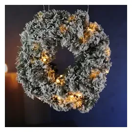 MARELIDA LED Tannenkranz Türkranz Advent beschneit beleuchtet Timer Batterie grün