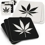 funke & brand kiffen erlaubt Bierdeckel - Cannabis-Blatt Deko - 50er Set in Schwarz-Weiß, Trendiges Design für Partys & Entspannung