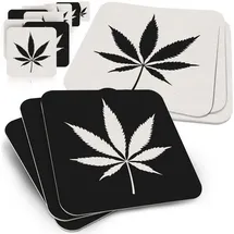funke & brand kiffen erlaubt Bierdeckel - Cannabis-Blatt Deko - 50er Set in Schwarz-Weiß, Trendiges Design für Partys & Entspannung