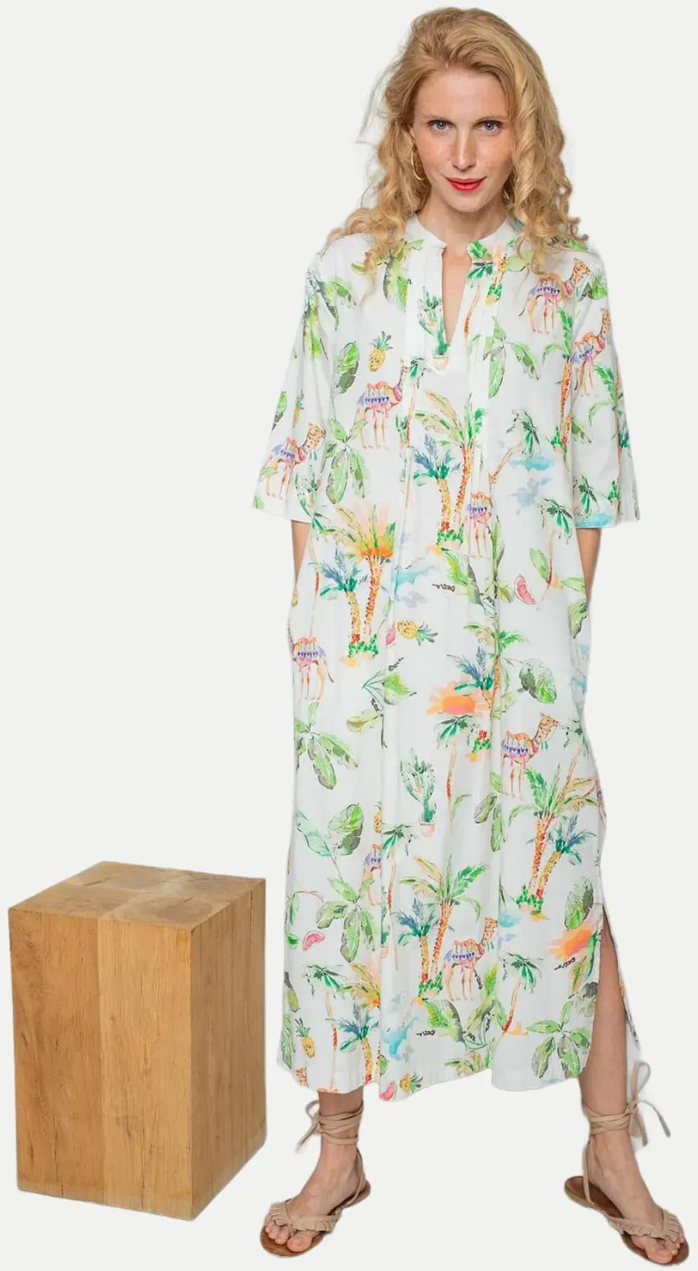 Maxi- Kleid mit Kamel-Print Mehrfarbig 44