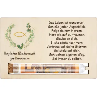Erstkommunion Geschenke Junge Mädchen Geschenke zur Kommunion Geldgeschenke Kommunion Karte Holz mit Reagenzglas Erstkommunion Geschenk Geldgeschenk Konfirmationsgeschenke
