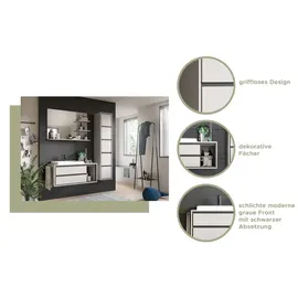 freiraum Spiegel >Jaru< in Grau / Spiegelfront - 100x69x16cm (BxHxT)