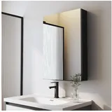 WDWRITTI Spiegelschrank Bad Alu Badschrank Schwarz Matt 50x70cm 40x60cm (Wandschrank Badezimmer mit / ohne Licht, Doppelseitiger Spiegel) vormontiert geliefert schwarz 40 cm x 60 cm x 12.5 cm