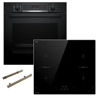Bosch Herdset Bosch Backofen PYROLYSE TELESKOPAUSZUG + Keenberk Induktionskochfeld
