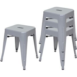 Mendler 4er-Set Hocker HWC-A73, Metallhocker Sitzhocker, Metall Industriedesign stapelbar ~ grau