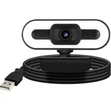 Avizar 1080P HD-Weitwinkel-Streaming-Webcam mit LED-Licht + Mikrofon - Schwarz - Schwarz