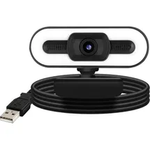 Avizar 1080P HD-Weitwinkel-Streaming-Webcam mit LED-Licht + Mikrofon - Schwarz - Schwarz