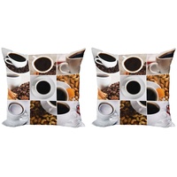 Kissenbezüge Modern Accent Doppelseitiger Digitaldruck, Abakuhaus (2 Stück), Kaffee Kaffee Mandeln Cashews braun|schwarz|weiß 50 cm x 50 cm