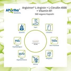 APOrtha L-Arginin + L-Citrullin 4500 + Vitamin B1 Kapseln 360 St.