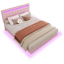 Okwish Polsterbett, Rosa, Leder, 140x200 cm, Schlafzimmer, Betten, Polsterbetten