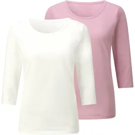 Casual Looks 3/4-Arm-Shirt CASUAL LOOKS "2er-Pack Shirts", Damen, Gr. 38, rosé, ecru, 100% Baumwolle, unifarben, Rundhals, Shirts 3/4-Arm-Shirt