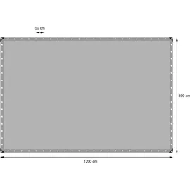 ECD Germany Abdeckplane Gewebeplane mit Ösen 8x12m 96m2 260g/m2 aus Polyethylen Schimmelresistent Wasserdicht - Grau