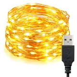 LED Lichterkette USB, 10M 100LED Kupferdraht Lichterkette mit Stecker, Wasserdichte Lichterketten Innen Warmweiß für Schlafzimmer, Garten, Hochzeit, Weihnachten Deko, DIY etc