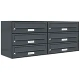 AL Briefkastensysteme 6er Premium Briefkasten Anthrazit inkl. Zeitungsfach