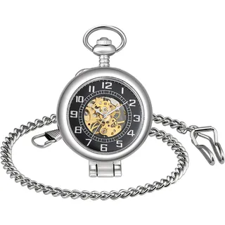 Unendlich Recht-Winkel Lupe Retro Handaufzug Mechanische Taschenuhr kleine Standuhr Hohle Skelett Kettenuhr Pullover Halskette Silber