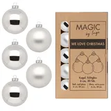 inges magic & goodz 30 Weihnachtskugeln 6cm Glas Christbaumkugeln Weihnachtsbaumkugeln silber