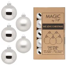 inges magic & goodz 30 Weihnachtskugeln 6cm Glas Christbaumkugeln Weihnachtsbaumkugeln silber