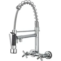 Edelstahl Wandarmatur Wasserhahn Küchenarmatur Ausziehbar Brause Küche Spültisch