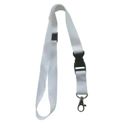 Umhängeband Lanyards Schlüsselanhänger Polyester, drehbarer Karabinerhaken, Steckschnalle, Sicherheitsbruchstelle, weiß - 100 Bänder