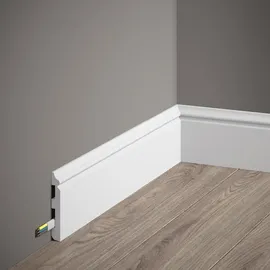 PROVISTON | Kunststoff Sockelleiste | Polystyrol | 13 x 80 x 2000 mm | Weiß | Fußleiste | Bodenleiste