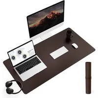 YSAGi Schreibtischunterlage Schreibtischunterlage Mauspad Leder Wildleder 90x43cm Büro Home-Office braun