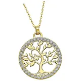 Lotus Silver Halskette Lebensbaum 925 Sterling Silber Gold
