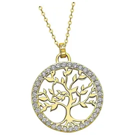 Lotus Silver Halskette Lebensbaum 925 Sterling Silber Gold