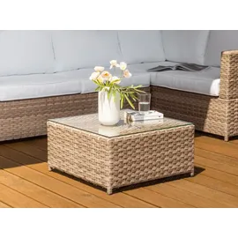 Beliani Avola Loungeset Rattan hellbraun/cremeweiß