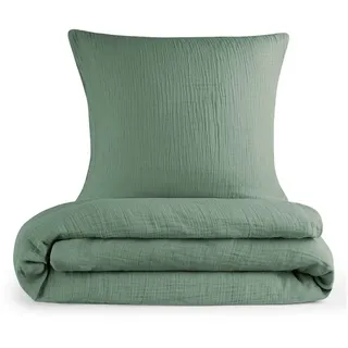 Laleni Baby Bettwäsche 80x80 cm aus Baumwolle - Musselin Bettwäsche Baby 80x80 + Musselin Kissenbezug 35x40 cm - Oeko-TEX zertifizierte Baumwoll Bettwäsche 80x80 - Bettwäsche Grün