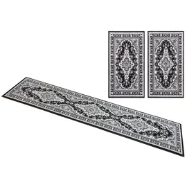 OTTO home Bettumrandung OTTO HOME "Oriental, Made in Belgium" Gr. 14, grau, H:7mm, Obermaterial: 100% Polypropylen, Bettumrandungen, Läufer-Set, Kurzflor, Orient-Optik, mit Bordüre, pflegeleicht, elegant