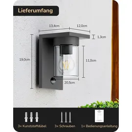 EDISHINE Außenwandleuchte Aluminium, Glas 191x120x150mm ohne Leuchtmittel Anthrazit