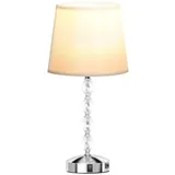 Homcom Tischlampe LED Tischleuchte USB Aufladbar, Kristall Nachttischlampe, Lampensockel E27, für Wohnzimmer Schlafzimmer, Glas, Silber 23 x 23 x 45 cm
