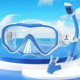RIOROO Taucherbrille Kinder, Leckagefaste Nebelfestigkeit 180 ° Panorama HD-Tauchmasche mit Nasenbekleidung, Geeignet für Jungen und Mädchen im Alter Von 4-14