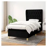 Lattenrost mit Matratze, Schwarz, 90 x 190 cm, Stoff, Plattformbett mit Lattenhalter, einfache Montage, für Schlafzimmer, Erwachsene