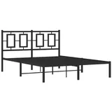 vidaXL Bettgestell mit Kopfteil Metall Schwarz 140x200 cm