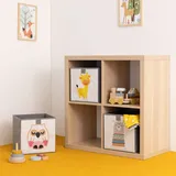 Navaris Kinder Aufbewahrungsbox 3er Set - Regal Aufbewahrung 28 x 28 x 28 cm Spielzeugkiste - 3X Spielzeug Box faltbar für Kinderzimmer - Tier Motiv Kisten mit Griff - Toy Box Set