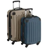 HAUPTSTADTKOFFER - Alex - 2er Koffer-Set Hartschale glänzend, 65 cm + 55 cm, 74 Liter + 42 Liter, Champagner-Waldgruen