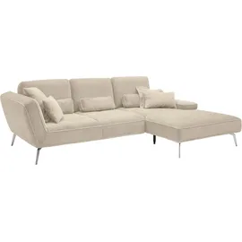 Set One by Musterring Ecksofa »SO 4500, Füße chromfarben, inkl Schwenkrückenfunktion, Cord, L-Form«, wahlweise mit Kopfstütze/Armteilverstellung/Rückenneigung