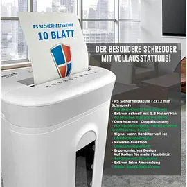 LMG AS1060MQ Aktenvernichter mit Partikelschnitt bis 10 Blatt weiß