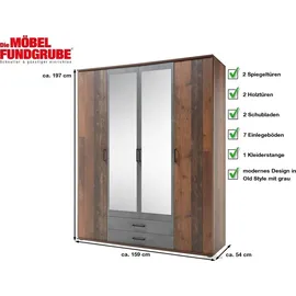 Pol-Power Drehtürenschrank Chicago 159 x 197 x 54 cm Braun