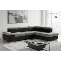 Ecksofa SIT & MORE "Valantine L-Form, B: 272 cm", schwarz (schwarz, grau), B:272cm H:73cm T:226cm, 100% Polyester;Luxus-Kunstleder/Struktur (88% Polyester, 12% Polyamid), Sofas, Ecksofa, mit Arm- & Kopfteilverstellung, optional mit Bettfunktion