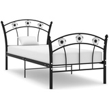 vidaXL Einzelbett mit Fußball-Design Bettgestell Metallbett Bett Schlafzimmerbett Bettrahmen mit Lattenrost Schlafzimmermöbel Weiß Metall 90x200cm