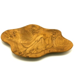 OIO Natura Runder Teller aus unregelmäßig geformtem Teakholz, 25 cm (Packung mit 2 Stück)