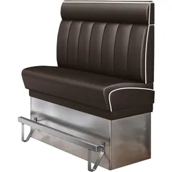 Diner Hochbank | Braun | B:H 100 x 153 cm | Gestreift | Leder | American Diner Möbel, Bistro Hochbank, Thekenbank